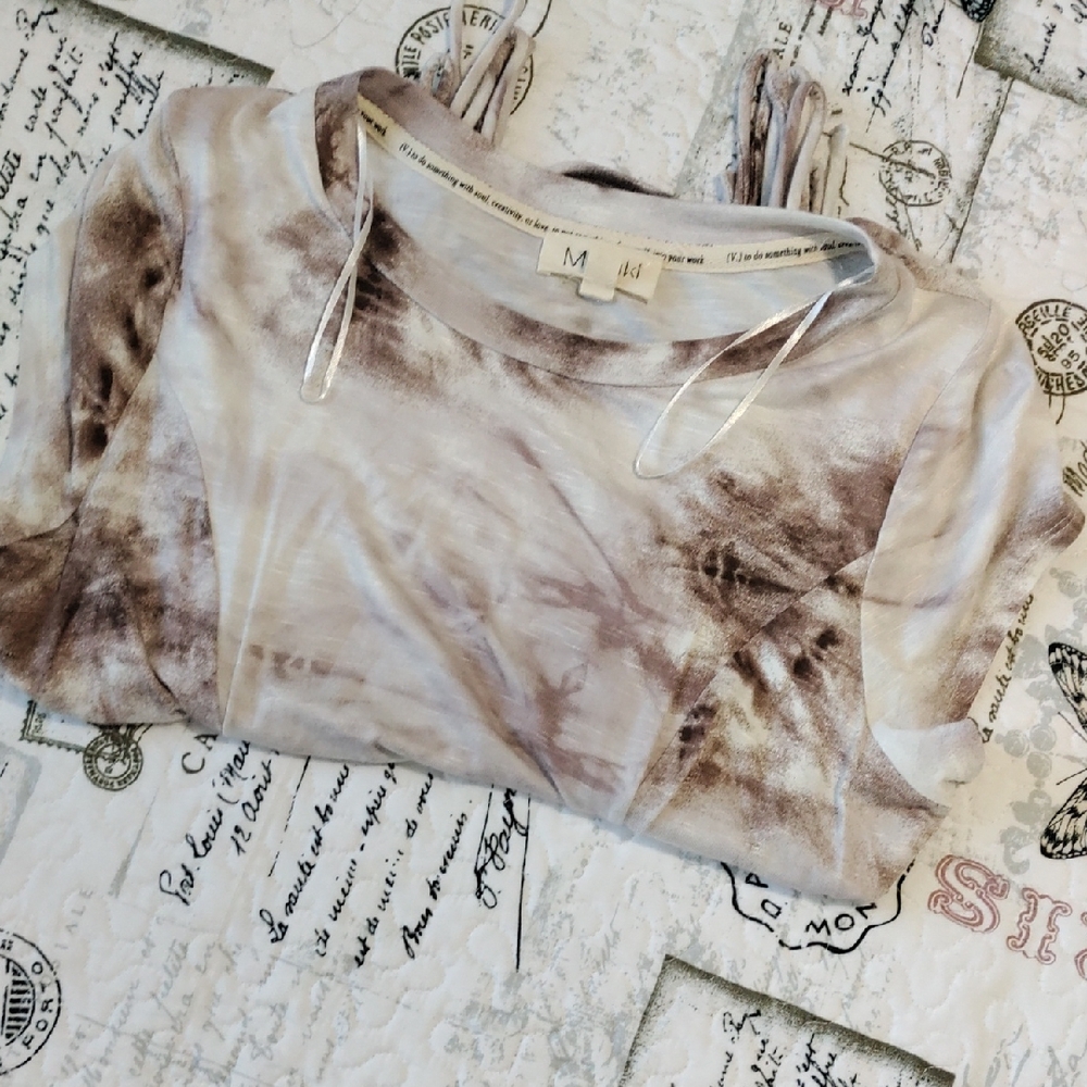 Meraki Cream and Brown Tie-Dye Hoodie